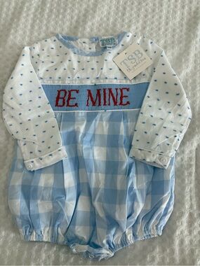 'Be Mine' Blue & White Baby One-Piece